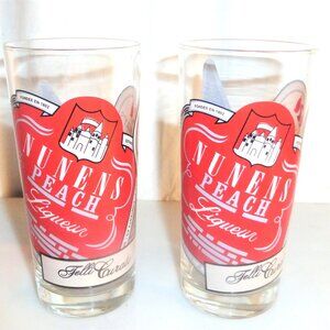 RARE 2x NUNENS Peach LIQUER GLASSES Feli Curato LONDON GIN Reed Wright Hollyway